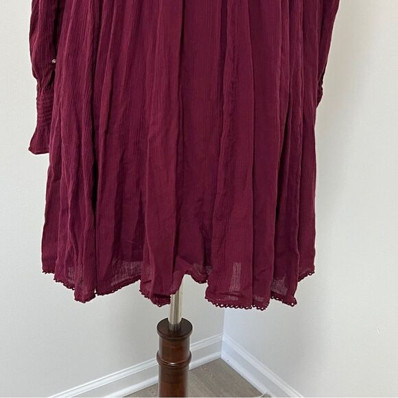 Free People Mohave A Line Swing Mini Dress XS Plum Oversized Deep V Back - Picture 11 of 16